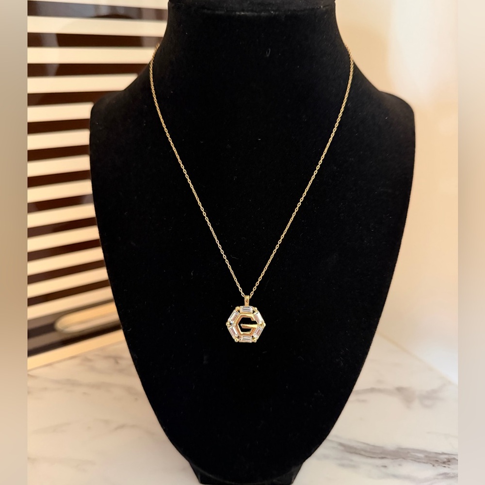 Givenchy with Baguette Crystal G Gold Necklace - Picture 1 of 7